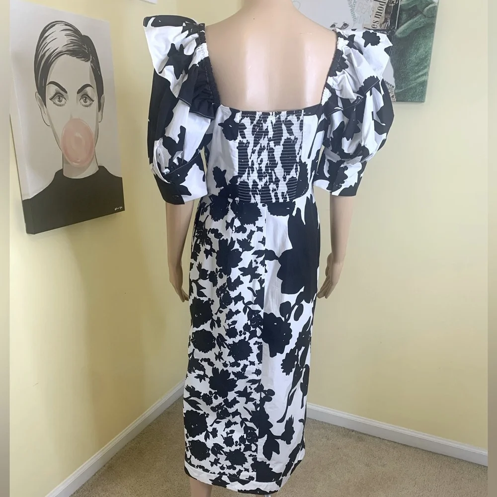 💫HP‼️💫 NWOT CHRISTOPHER JOHN ROGERS x Target Floral Midi Dress, Black/White, 10 - Picture 10 of 10